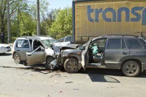 two vehicles after a head on collision